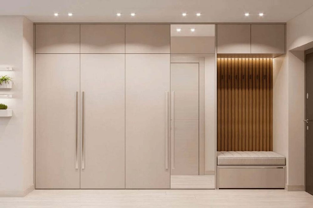 Шкаф в прихожую из крашенного МДФ с зеркалом, SP-004