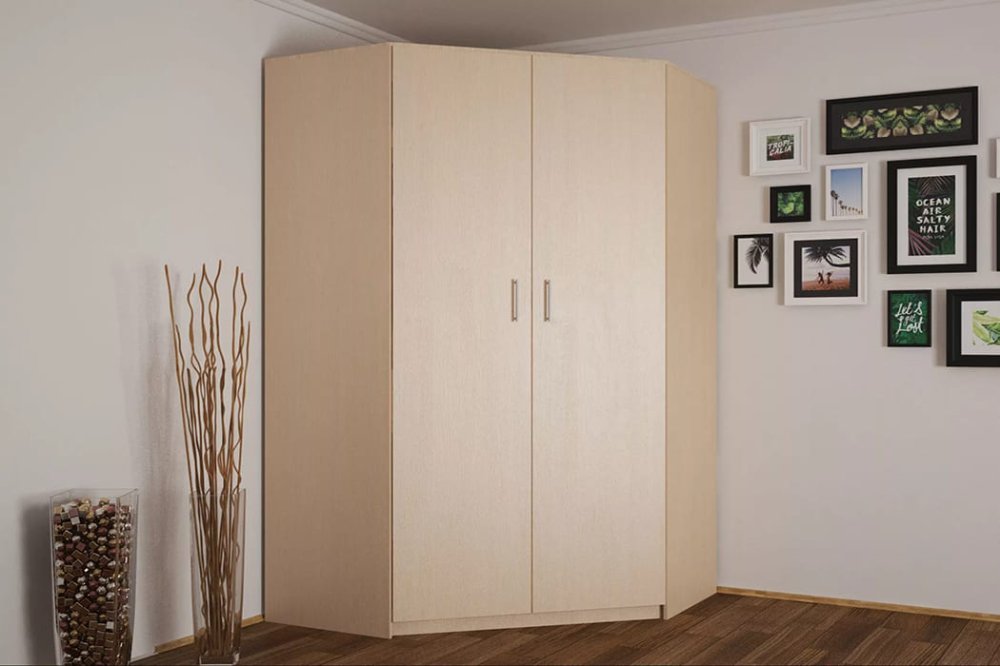 Бежевый 2-х дверный угловой шкаф из ламинированного ДСП Egger, US-003