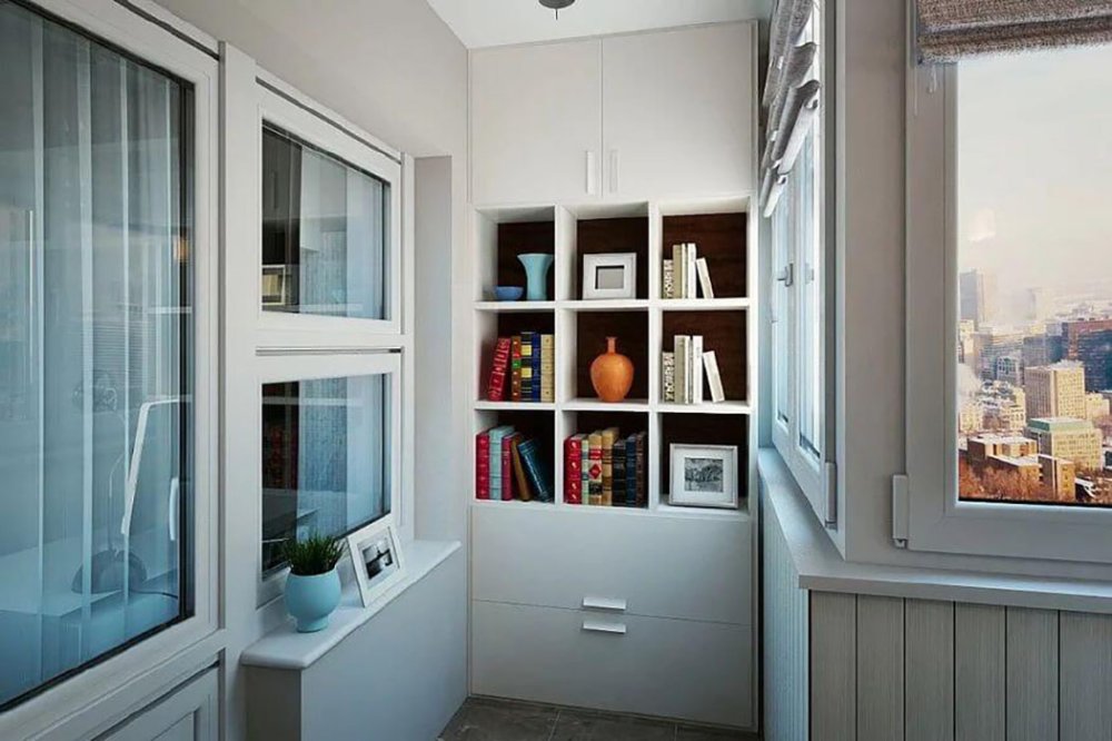 Шкаф на балкон со стеллажом, SB-003 Шкаф на балкон со стеллажом, SB-003