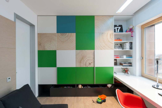 4-х дверный шкаф в детскую с открытыми полками, SD-006