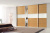Встроенный шкаф-купе с дверями из ЛДСП и вставками лакобель, VSK-008