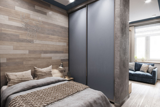 2-х дверный шкаф-купе в спальню из ЛДСП Egger, SKS-009