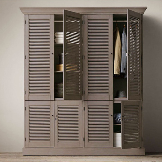 Жалюзийный шкаф из массива дуба с распашными дверями, ZS-009