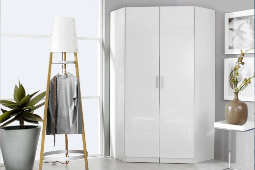 2-х дверный угловой шкаф с фасадами из акрила, US-007