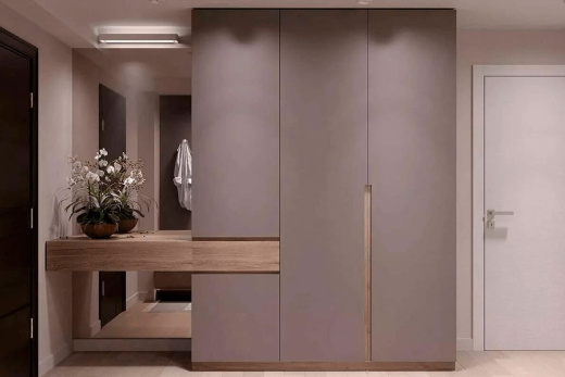 Шкаф в прихожую с фасадами из крашенного МДФ, SP-001 Шкаф в прихожую с фасадами из крашенного МДФ, SP-001