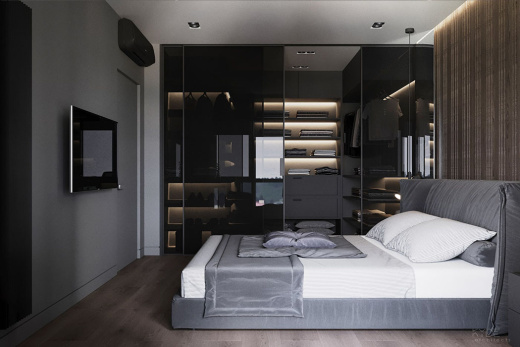 Шкаф-купе для спальни с фасадами из стекла Stopsol, SKS-004