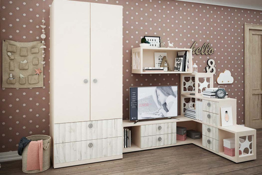 2-х дверный шкаф в детскую со стеллажом, SD-005
